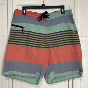 Patagonia Men’s Wavefarer 19" Shorts Size 33 Multicolored Stripe Surfers Beach